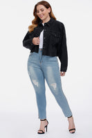 Cropped Black Denim Jacket